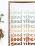 Good Vibes Boho Wall Decor Framed Sign | Inspirational Motivational Sign