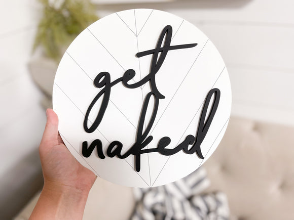 Get naked wood 3D sign | Get naked bathroom Sign | Laser cut bathroom wall decor | Wooden wall art |