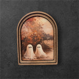 Autumn Watercolor Framed Arch: 6x8 Vintage Fall Wood Wall Art