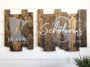 Last name established sign | Monogram Sign | Personalized Last Name Sign | Wedding Gift |  Rustic Signs | Personalized State Sign