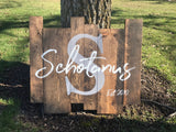 Last name established sign | Monogram Sign | Personalized Last Name Sign | Wedding Gift | Rustic Signs | Personalized State Sign