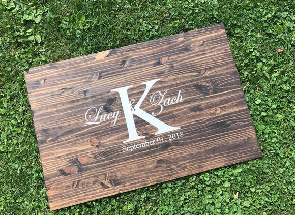 Rustic Wood Wedding Guest Book Alternative: Personalized Keepsake Sign