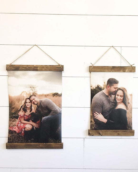 Hanging canvas print, personalized photo, hanging print, canvas photo gifts, Framed canvas Picture Sign, Photo on wood, Scroll Sign.