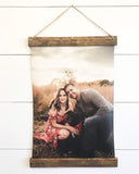 Hanging canvas print, personalized photo, hanging print, canvas photo gifts, Framed canvas Picture Sign, Photo on wood, Scroll Sign.