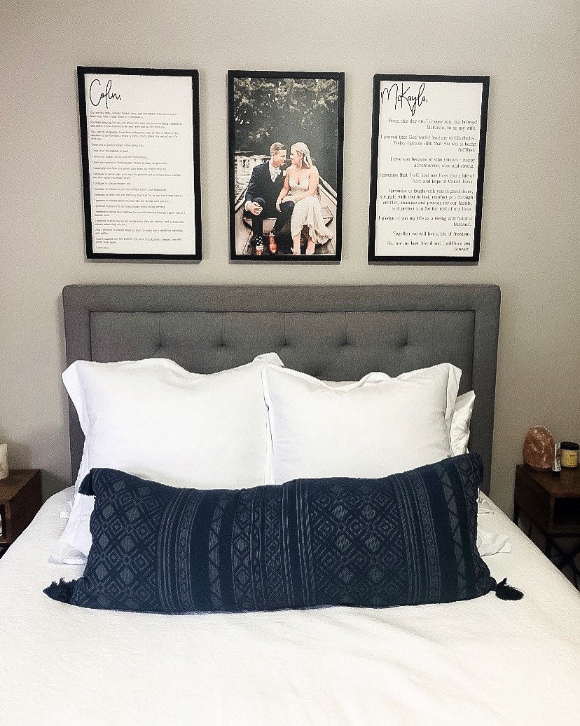 Wedding Vows Sign | His and Her Customized Vows and wedding photo | Wedding Vow Print | Large Set of Wood Signs | Bedroom Wall Art