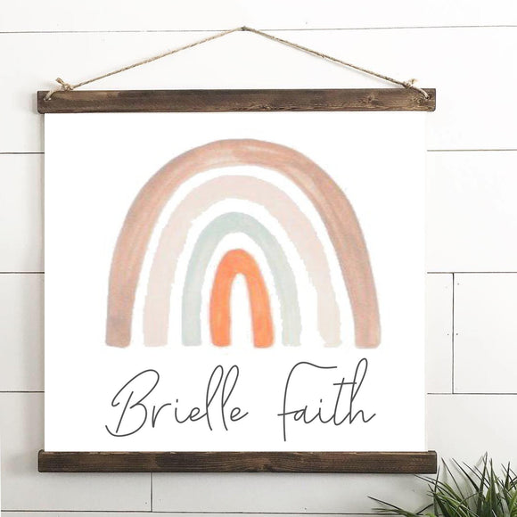 Rainbow Baby Name Sign / Canvas Wood Nursery Sign / Birth Announcement / Rainbow Baby Announcement / Baby Shower Gift / Rainbow Baby /