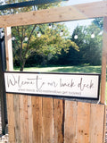 Welcome to our back deck personalized sign | Welcome to our sign | Where marshmallows get roasted sign | Wood framed sign