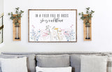 In a Field Full of Roses She is a Wildflower Sign | Girl Nursery Sign | Girls Bedroom Decor | Farmhouse Wooden Sign | Wooden Home Sign