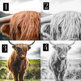 Highland Cow Print | Longhorn Print | Farm Animal Art | Cow Print | Highland Cow | Cattle Prints | Black And White Animal Print Sign