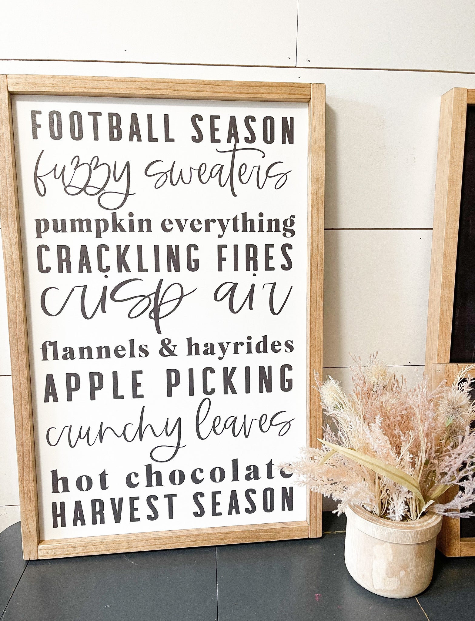 Fall outlets bucket list rustic wood sign with frame