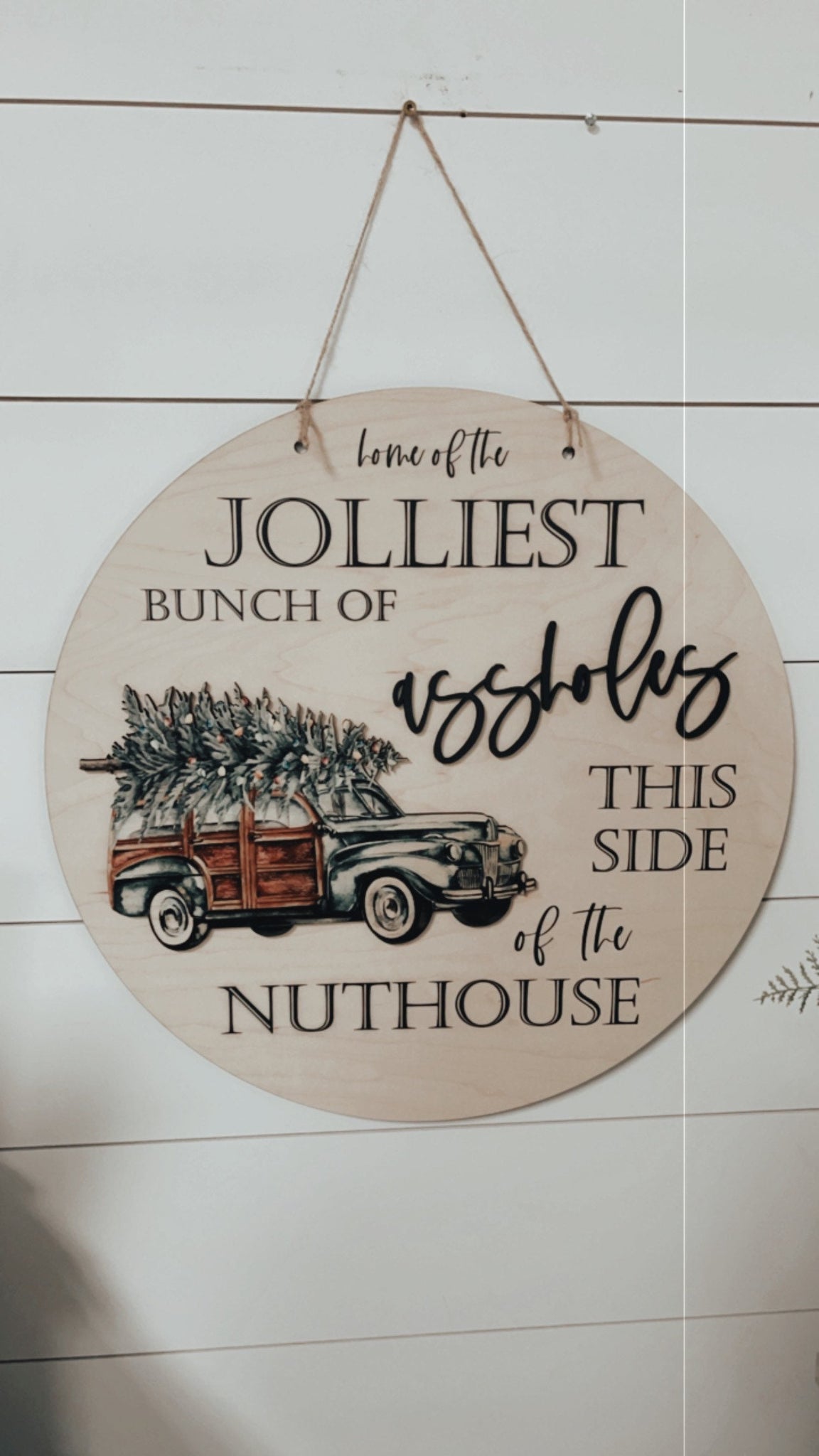 Home of the jolliest bunch wood door hanger wreath store