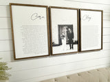 Wedding Vows Sign | His and Her Customized Vows and wedding photo Vows | Wedding Vow Print | Large Set Wood Signs | Bedroom Wall Art