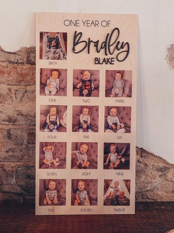 One year of Baby | First Birthday Sign |  First Birthday Display | Milestones Sign | Monthly Photos | 12 Months of | First Year Sign