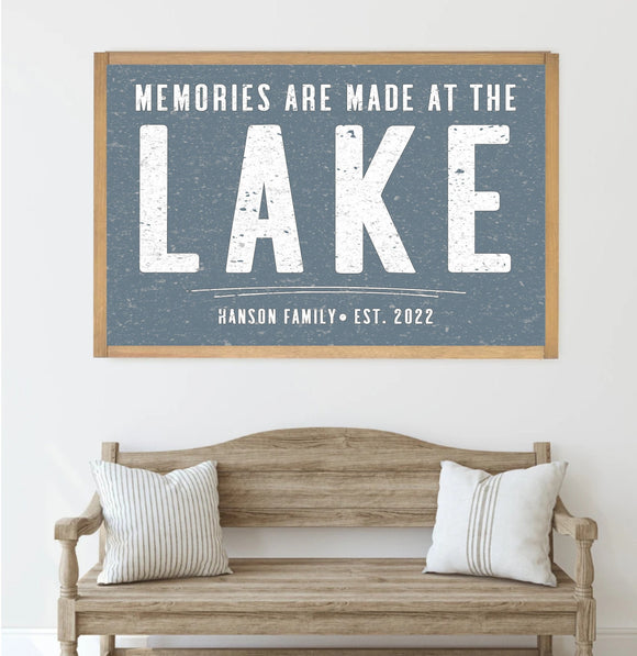 Customized Lake House Sign | Memories are Made at the Lake | Family Name | Summer Cottage Cabin Lake | Personalized Lake Life Sign