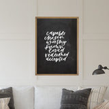 Hand Lettered Design | Capable Chosen Worthy Known Loved Redeemed Accepted wood sign | Scripture Wall Art | Framed Wood Signs