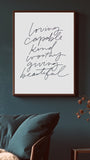 Hand Lettered Design | Lovable Capable Kind Worthy Giving beautiful wood sign | Scripture Wall Art | Framed Wood Signs | Affirmation Sign