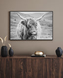 Highland Cow Print | Longhorn Print | Farm Animal Art | Cow Print | Highland Cow | Cattle Prints | Black And White Animal Print Sign