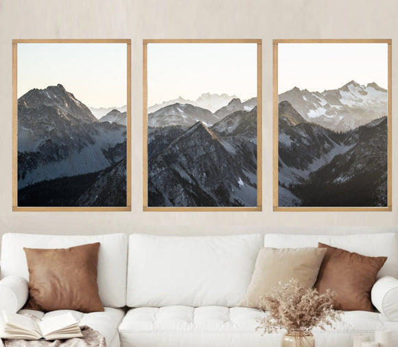 Set of 3 Nature Art | Set of 3 Mountain Wall Art | Landscape Print Set | Lake Mountain Set | 3 Piece Wall Art | 3 Piece Framed Wall art