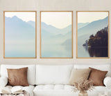 Set of 3 Nature Art | Set of 3 Mountain Lake Wall Art | Landscape Print Set | Lake Mountain Set | 3 Piece Wall Art | 3 Piece Framed Wall art