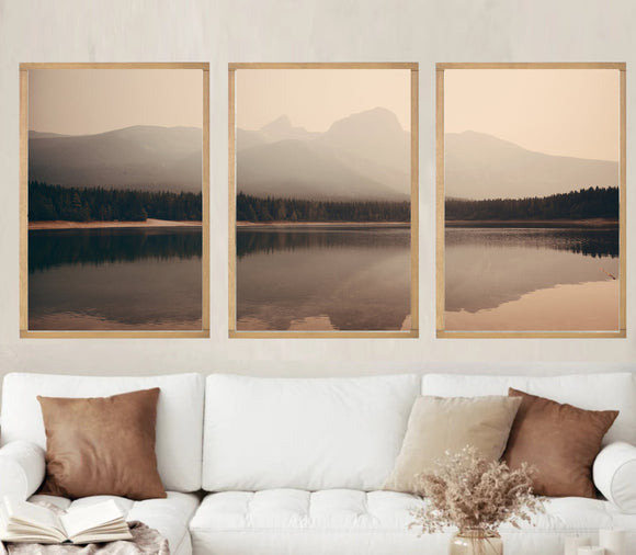 Set of 3 Nature Art | Set of 3 Mountain Lake Wall Art | Landscape Print Set | Lake Mountain Set | 3 Piece Wall Art | 3 Piece Framed Wall art