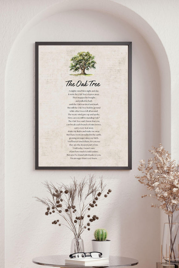 The Oak Tree Poem By Johnny Ray Ryder | Vintage Nature Printable | Tree Life Poetry | Wall Art Inspiration Decor | The mighty Oak Tree