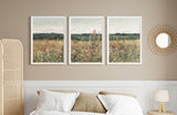 Wildflower Field Set of 3 Prints | Vintage Wall Art | Landscape Painting | Wildflower Field Wall Art | Botanical Wildflower Art Painting