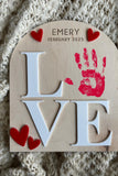 Valentine's Day Handprint Love Board, Kids Footprint Sign, First Valentine's Day Craft, Heart Keepsake Board For Baby's First Valentine