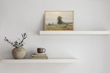 Meadow Landscape Painting | Vintage Country Landscape Print | Cow Painting | Farmhouse Decor | Cattle Painting