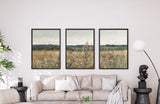 Wildflower Field Set of 3 Prints | Vintage Wall Art | Landscape Painting | Wildflower Field Wall Art | Botanical Wildflower Art Painting