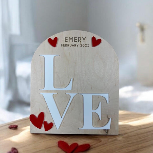 Valentine's Day Handprint Love Board, Kids Footprint Sign, First Valentine's Day Craft, Heart Keepsake Board For Baby's First Valentine