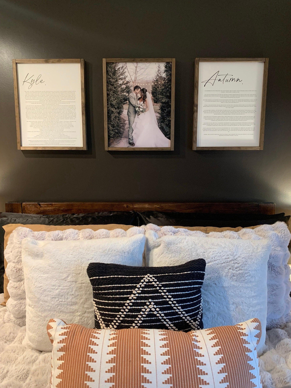 Personalized His & Hers Wedding Vows Prints with Photo (Set of 3), Custom Wedding Anniversary Gift for Couple, Framed Vows Wall Art