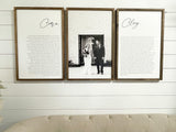 Framed Wedding Vows and Photo Prints, Set of 3 Prints, Wedding Anniversary Gift, Valentine's Day Gift, Above Bed Decor, Wedding Vows Framed
