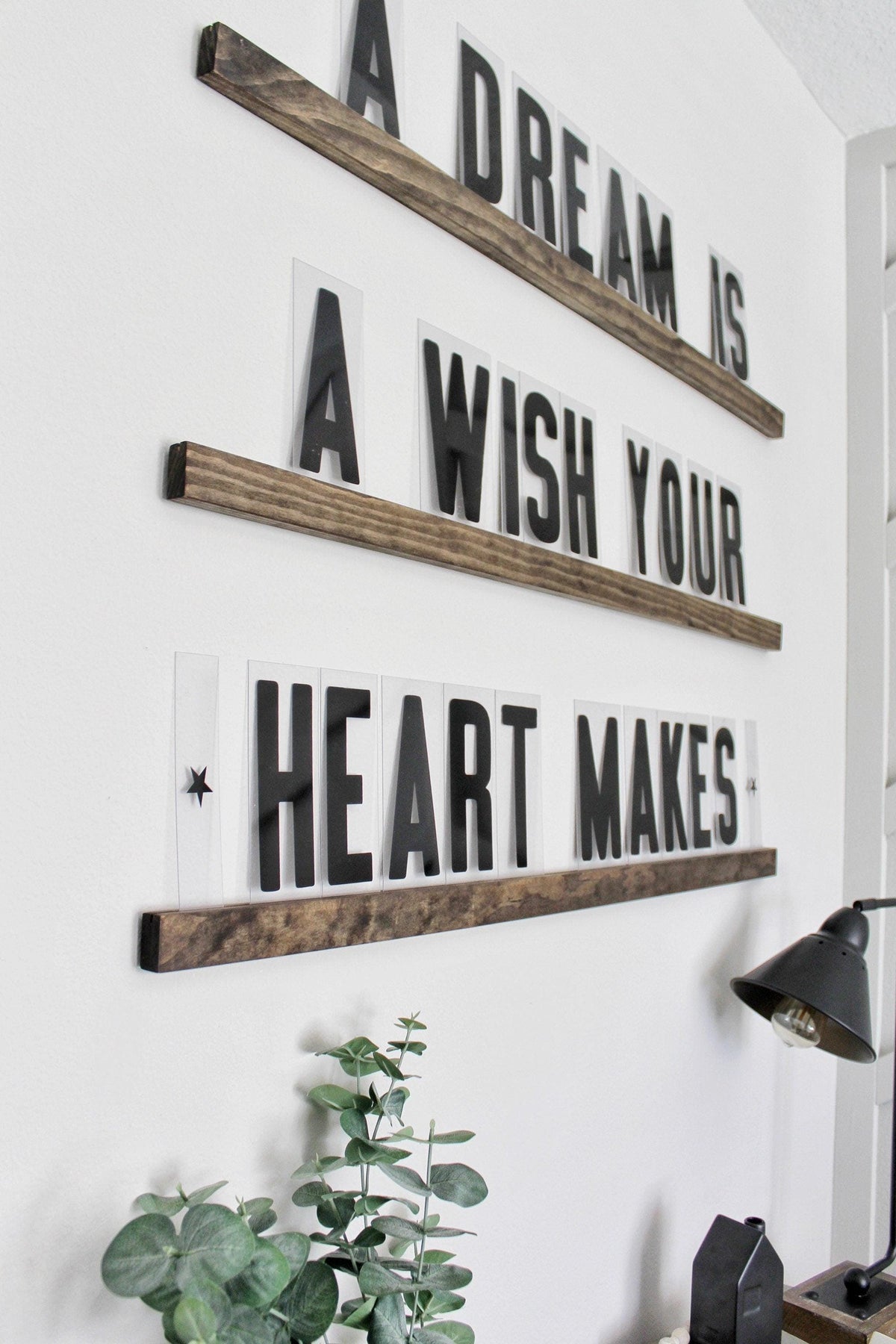 Interchangeable Wood Letter Board: Floating Statement Shelves