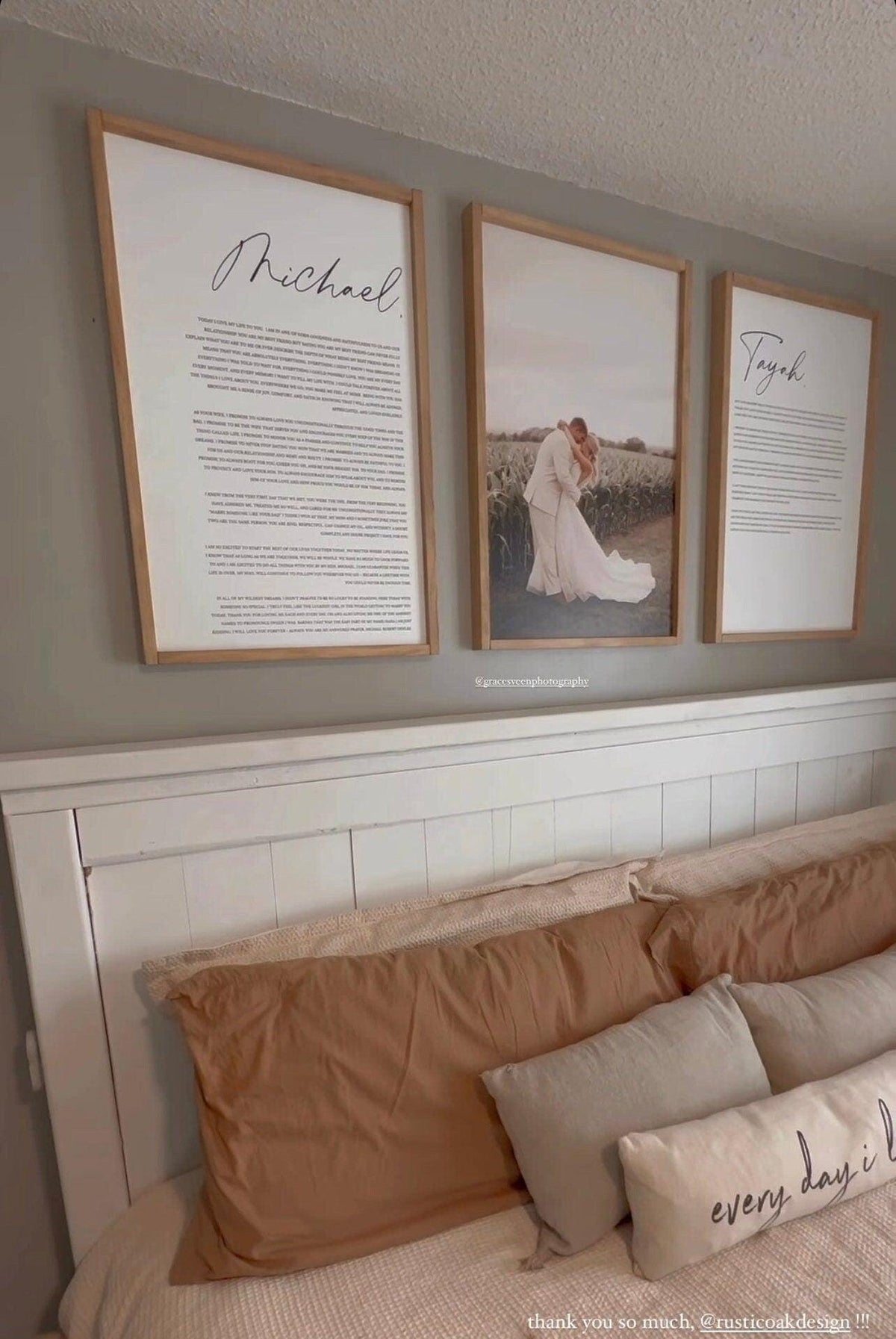 Personalized His & Hers Wedding Vows Prints with Photo (Set of 3), Custom Wedding Anniversary Gift for Couple, Framed Vows Wall Art