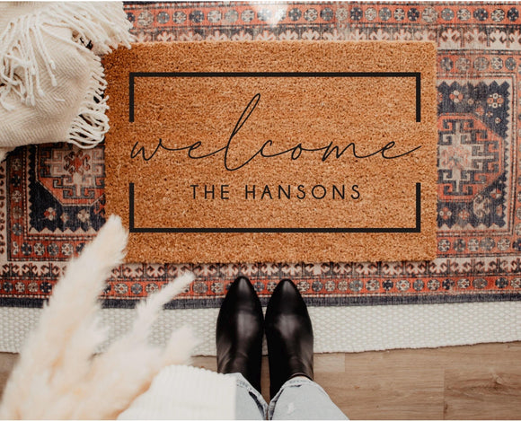Welcome Doormat, Personalized Doormat, Custom Door Mat, Custom Doormat, Wedding Gift Ideas Housewarming Gifts Closing Gifts Welcome
