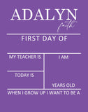 First Day Of School Sign, Back to School Sign, Personalizable Reusable School Sign, School Photo Prop, School Sign For Kids