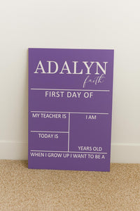 Personalized School Sign | First Day of School Board | Custom Back to School Chalkboard | Photo Prop for Kids | Reusable Sign