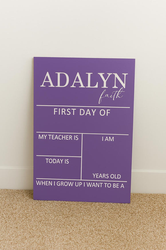 Personalized School Sign | First Day of School Board | Custom Back to School Chalkboard | Photo Prop for Kids | Reusable Sign