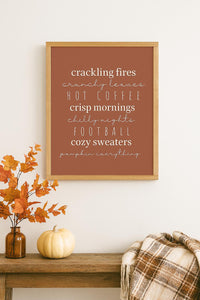 Fall Things Wall Art, Fall Decor Signs, Autumn Decor, Modern Fall Wall Art, Living Room Decor, Fall bucket list Wall sign