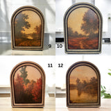 Autumn Leaves Watercolor Framed Arch: 6x8 Vintage Fall Wood Wall Art
