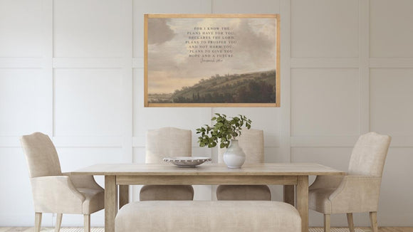Christian Wall Art | Jeremiah 29:11 Bible Verse Sign | Scripture Nursery Décor | Printed & Framed Wood Sign