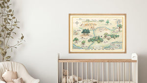 100 Acre Wood Map Wall Art | Winnie the Pooh Nursery Decor | Baby Shower Gift Print
