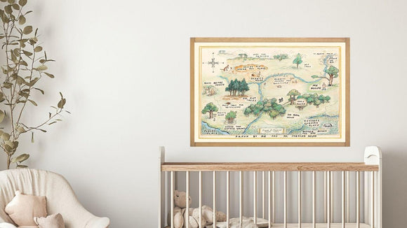 100 Acre Wood Map Wall Art | Winnie the Pooh Nursery Decor | Baby Shower Gift Print