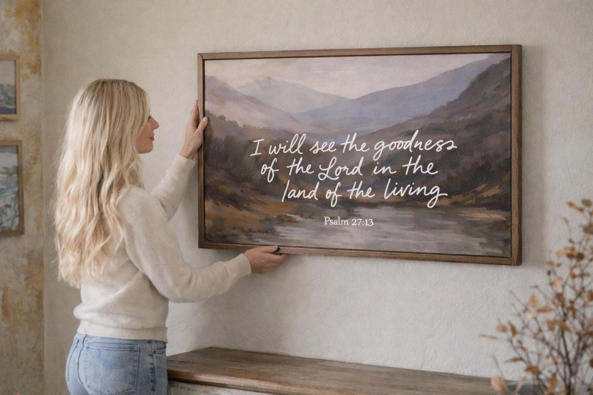 Psalm 27:13 Framed Wood Sign | Christian Scripture Wall Art