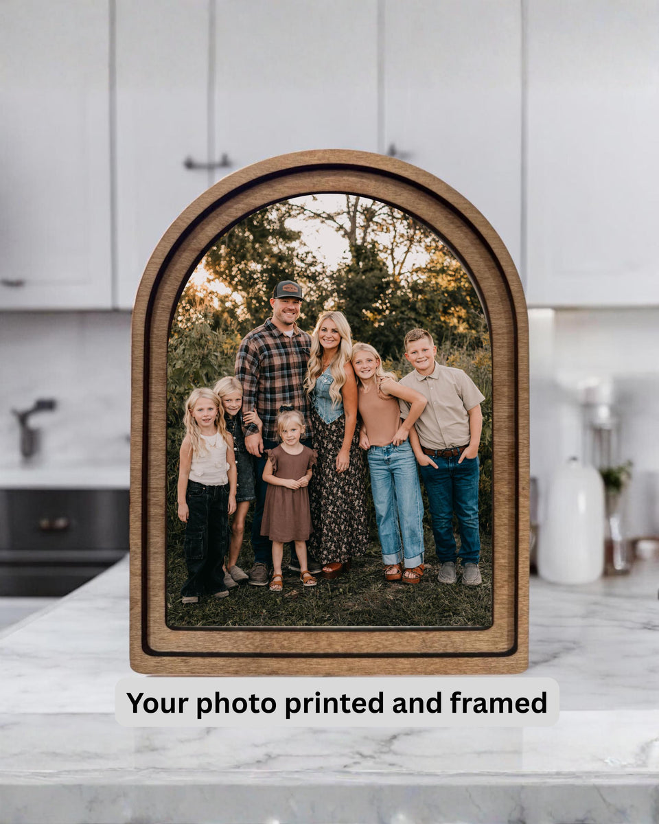 Personalized Arch Photo Frame – Custom Wood Arched Picture, Farmhouse ...