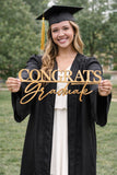 Congrats Graduate Wood Sign | Graduation Party Decor | Senior Photo Prop | Laser Cut Graduation Sign | Class of 2026 Grad Party Decoration