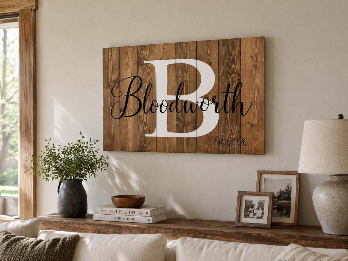 Personalized Last Name Pallet Sign with Established Date Custom Rustic Wood Family Name Sign | Wedding Anniversary Gift Farmhouse Wall Decor