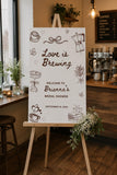 Love Is Brewing Bridal Shower Sign Printed, Custom Bridal Shower Welcome Sign, Coffee Theme Shower Decor, Printed Welcome Board