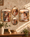 Custom Canvas Photo Hoop, Personalized Family Photo Frame, Vintage Embroidery Hoop Wall Decor, Wedding Photo Gift, Anniversary Keepsake
