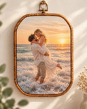 Custom Canvas Photo Hoop, Personalized Family Photo Frame, Vintage Embroidery Hoop Wall Decor, Wedding Photo Gift, Anniversary Keepsake